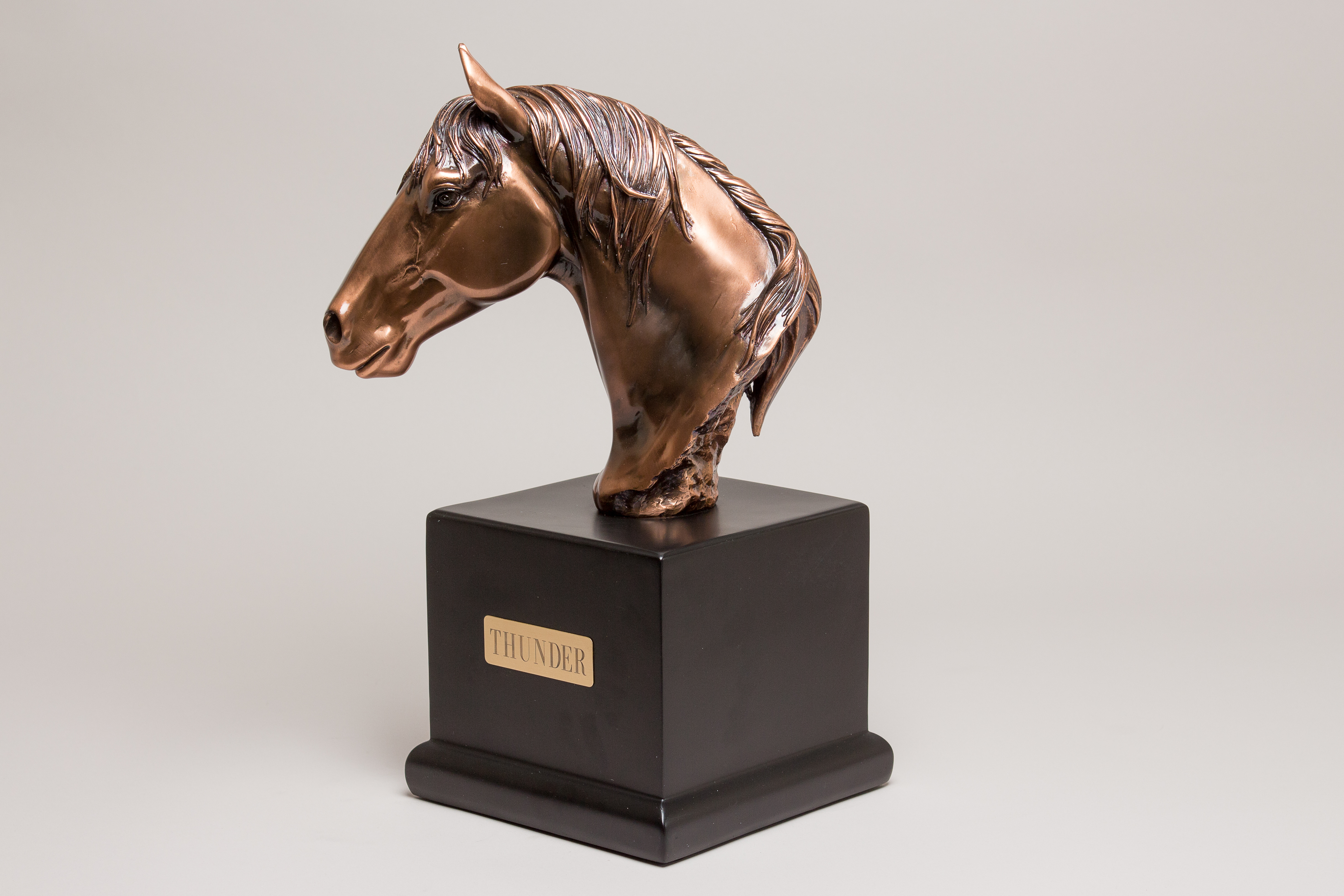 Brass Horse Head Urn Side Angle