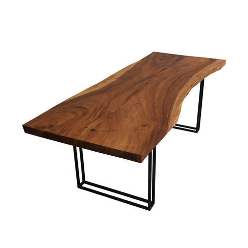 Live Edge Dining Table - Solid Wood, 72x36 inches, Natural Oak Finish | Unique Live Edge Design, Rustic Charm