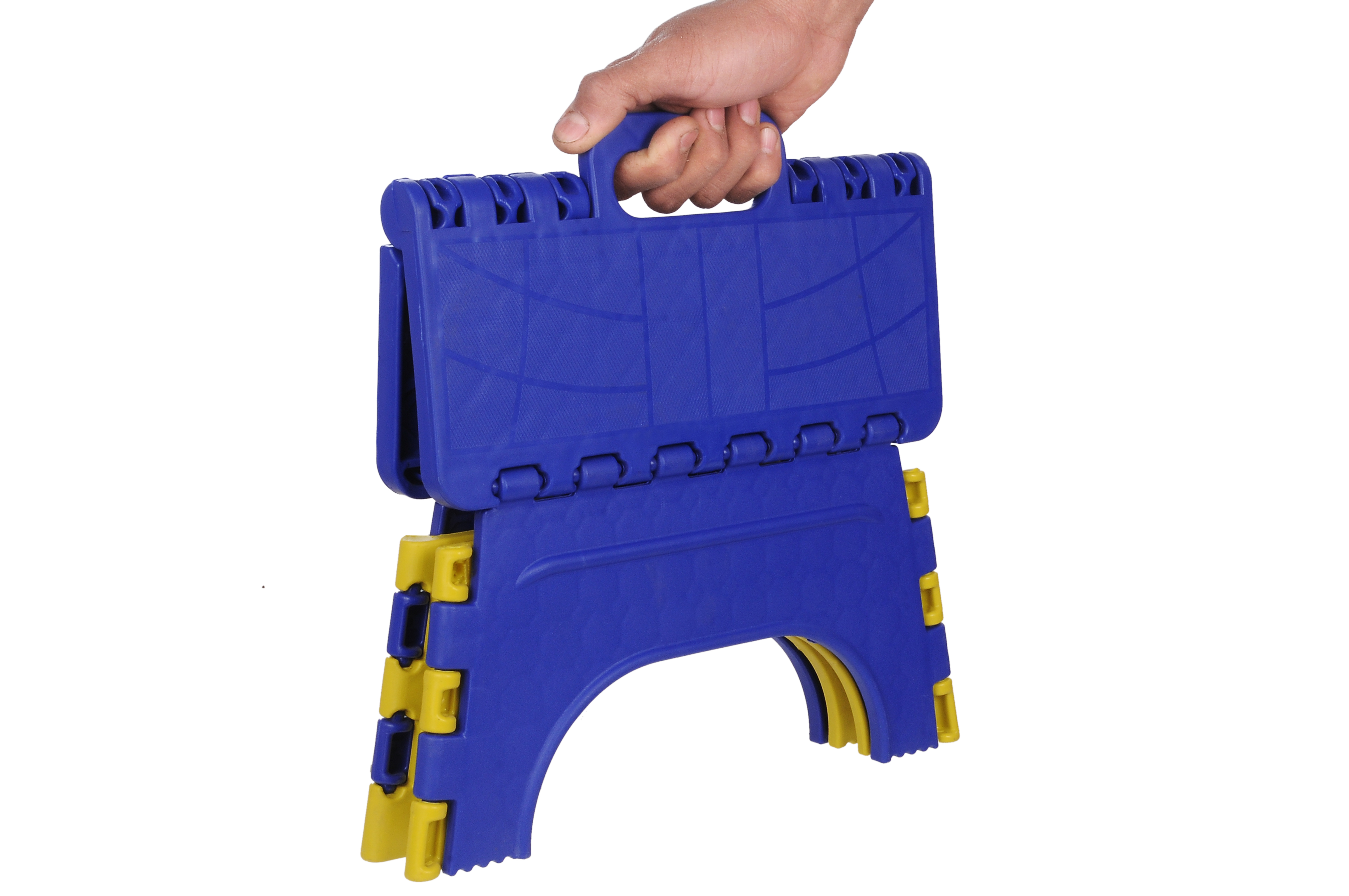 Folding Step Stool - Ppcp Material, 6-inch Height, Multi-color Design - Ergonomic Carrying Handle, Anti-slip Surface, 3-point Locking System, Kid-safe Features
