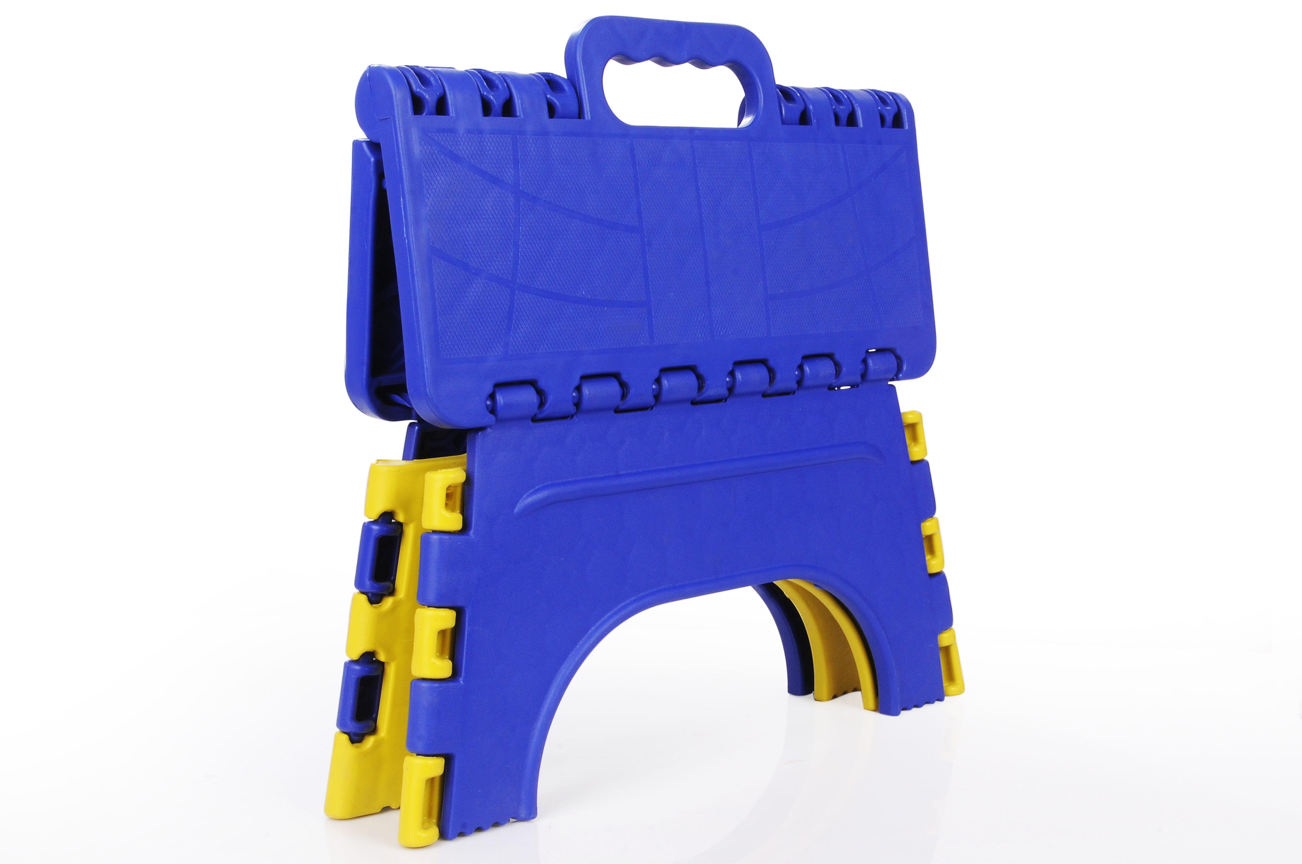 Folding Step Stool - Ppcp Material, 6-inch Height, Multi-color Design - Ergonomic Carrying Handle, Anti-slip Surface, 3-point Locking System, Kid-safe Features