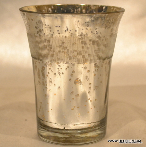 Antique Glass Silver Candle Holder Use: Promotional