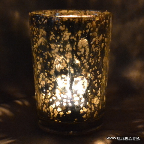 Glass Small Silver Finish Candle Holder