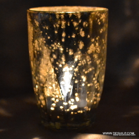Glass Silver Candle Votive With Silver Finish