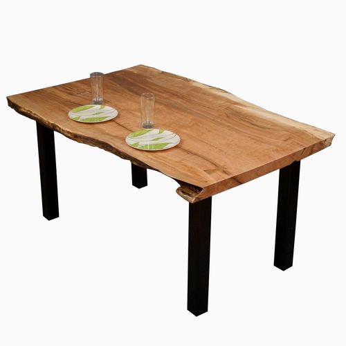 Live Edge Dining Table - Solid Oak Wood, 72x36 inches , Rustic Elegance and Unique Natural Grain