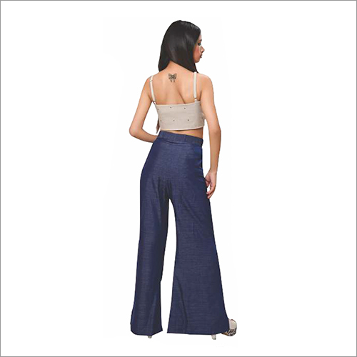 Ladies White Top Denim Pants Decoration Material: Beads
