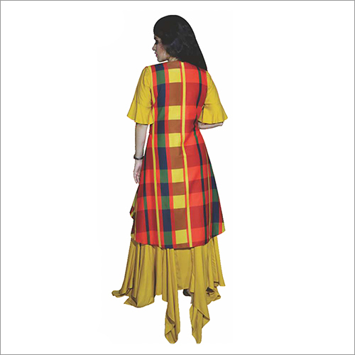 Yellow And Red Ladies Multi Color Dress Jacket