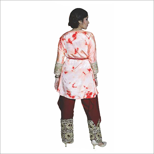 Ladies Pants Tie Dye Shrug - Georgette Fabric Available In Sizes Xs To Xl | Elegant Lace And Dori Work Breathable And Washable Full Sleeves