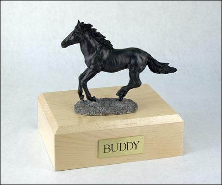 Rearing Horse Cremation Urn - 7.75x6x3.75 Inches | Solid Metal With Wooden Base, Tamper-resistant Design