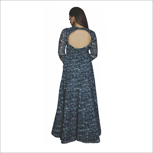 Grey Designer Sequins Drape Anarkali