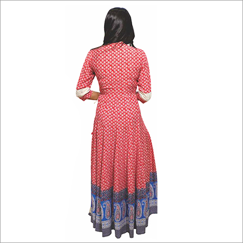 Printed Flap Anarkali - Modal Riyon Available In All Sizes | Ethnic Design Breathable Fabric Full Sleeves Printed Patterns Ideal For Occasions