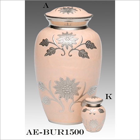 सूरजमुखी उकेरा हुआ खूबसूरत गुलाबी शव दहन urn