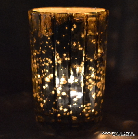 Glass Stylish Candle Holder With Silver Finish
