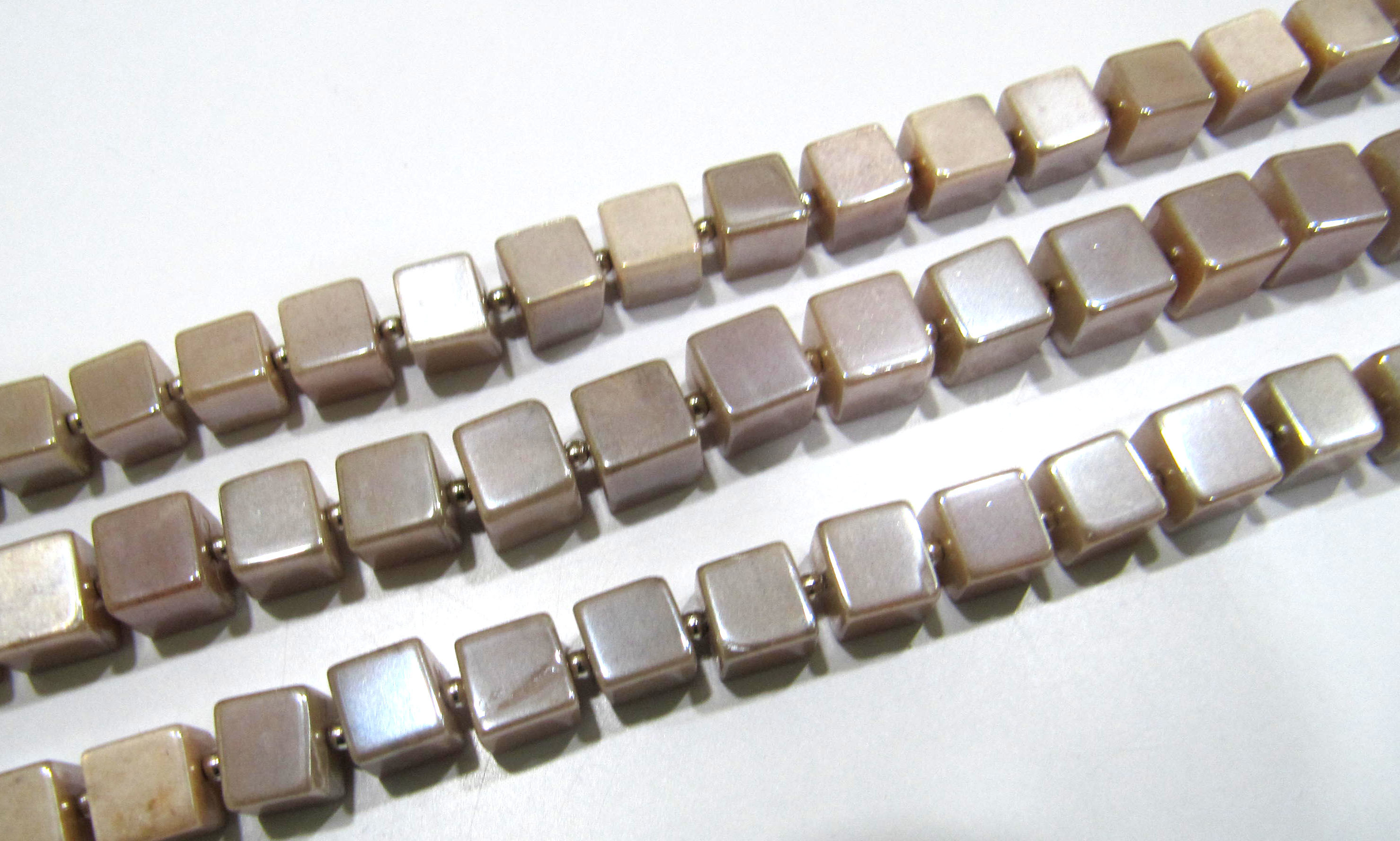 Natural Moonstone Ab Mystic Coated 6-7mm Peach Color Plain Smooth Cube Box Shape Beads