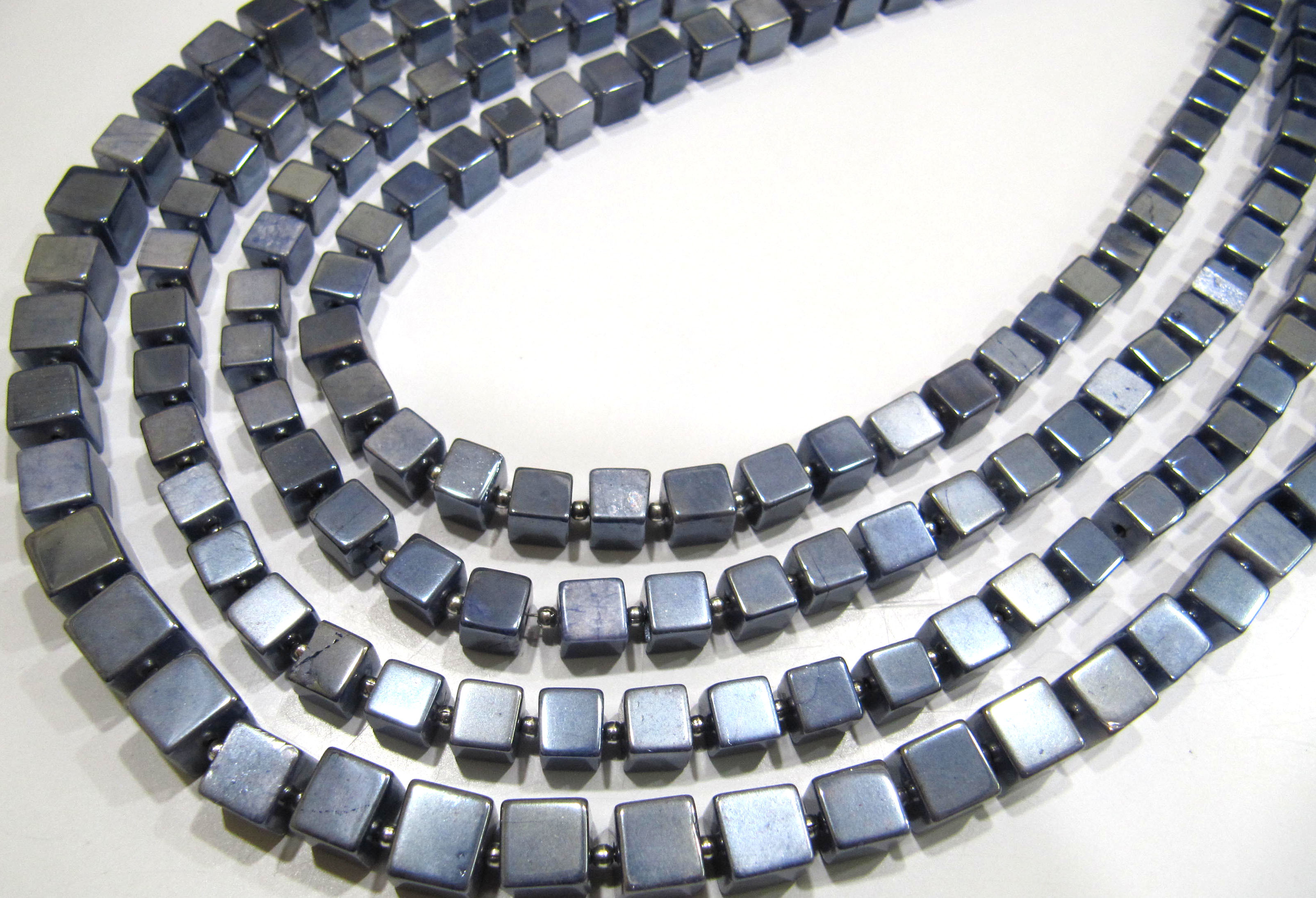 Natural Moonstone Ab Mystic Coated 6-7mm Iolite Color Plain Smooth Cube Box Beads