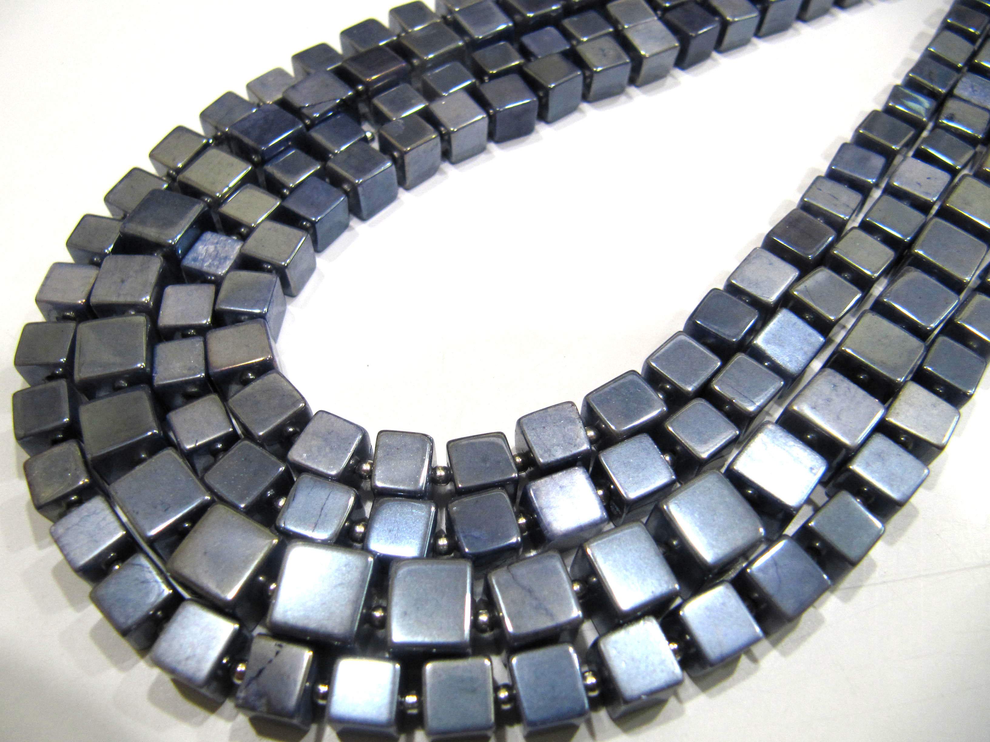 Natural Moonstone Ab Mystic Coated 6-7mm Iolite Color Plain Smooth Cube Box Beads