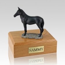 Enamel Black Standing Small Horse Cremation Urn