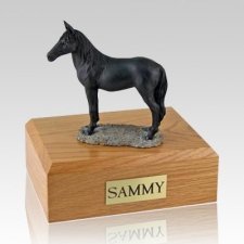 Enamel Black Standing Small Horse Cremation Urn