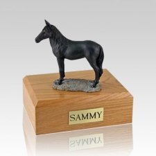 Enamel Black Standing Small Horse Cremation Urn