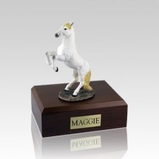 Enamel White Rearing X Large Horse Cremation Urn