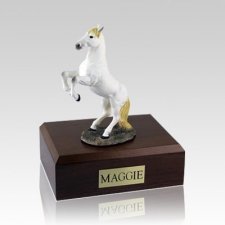 Enamel White Rearing X Large Horse Cremation Urn