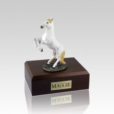 Enamel White Rearing X Large Horse Cremation Urn