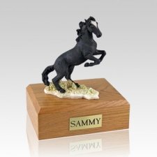 Enamel Mustang Black X Large Horse Cremation Urn