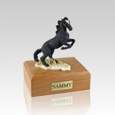 Enamel Mustang Black X Large Horse Cremation Urn