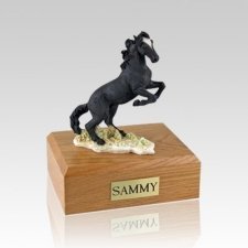 Enamel Mustang Black X Large Horse Cremation Urn