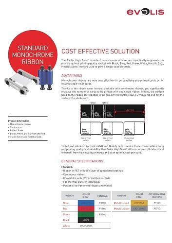 Standard Monochrome Black Ribbon (Pebble /Dualys) - Application: Printer