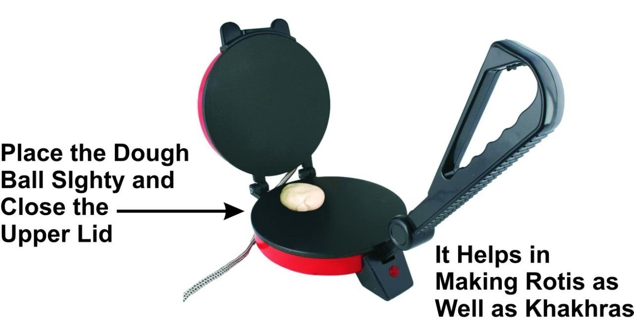 Electric Roti Maker - Non-stick, 28cm Diameter, Black | Compact Design, Durable Build, Easy Use, Energy Efficient, Fast Cooking