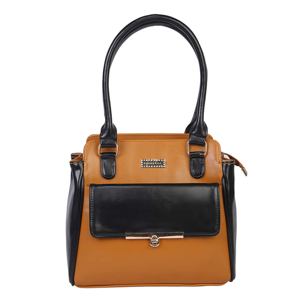 Black And Yellow Color Ladies Leather Shoulder Handbag