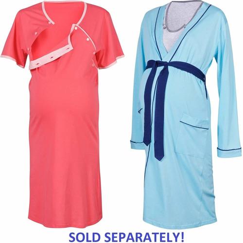 Urology / Maternity Gown - Polyester Mix Cotton, Knee Length, Any Color, Size: L, XL, XXL, XXXL | 3 Pockets, Front Flap Open, Short Sleeve, Soft Touch