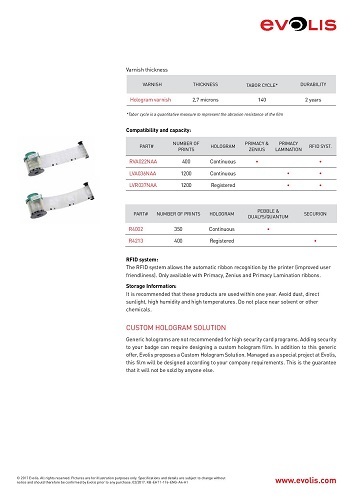Durable Generic Hologram Varnish "Registered"