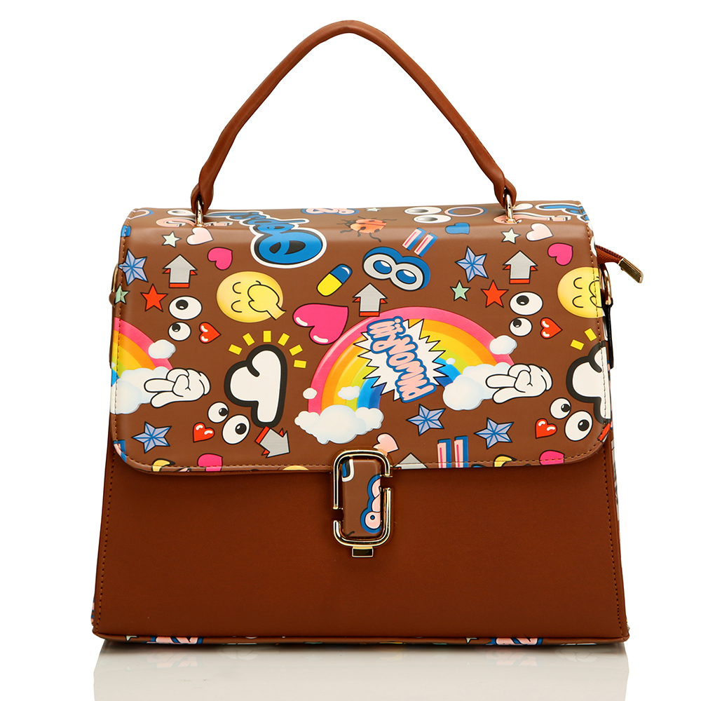 Brown Ladies Designer Print Handbag