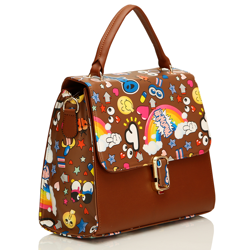 Brown Ladies Designer Print Handbag