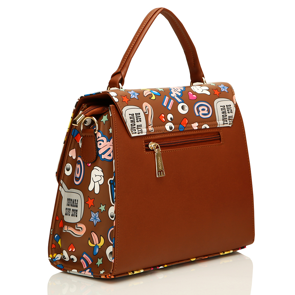 Brown Ladies Designer Print Handbag