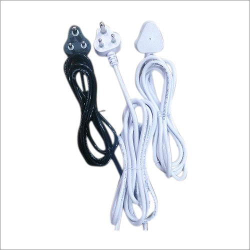 3 Pin AC Power Supply Cord - Copper Conductor, PVC Insulation, 6 A Current, 250 V Voltage, Available in Black & White | Ideal for Submersible Pumps & Rewinders