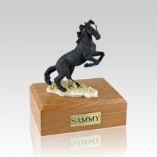 Bronze Medium Horse Cremation Urn - 7.75"w X 6"d X 3.75"h | Solid Metal, Beautiful Wood Base, Elegant Religious Style