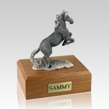 Bronze Medium Horse Cremation Urn - 7.75"w X 6"d X 3.75"h | Solid Metal, Beautiful Wood Base, Elegant Religious Style