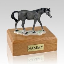 White Beautiful Running X Large Horse Cremation Urn