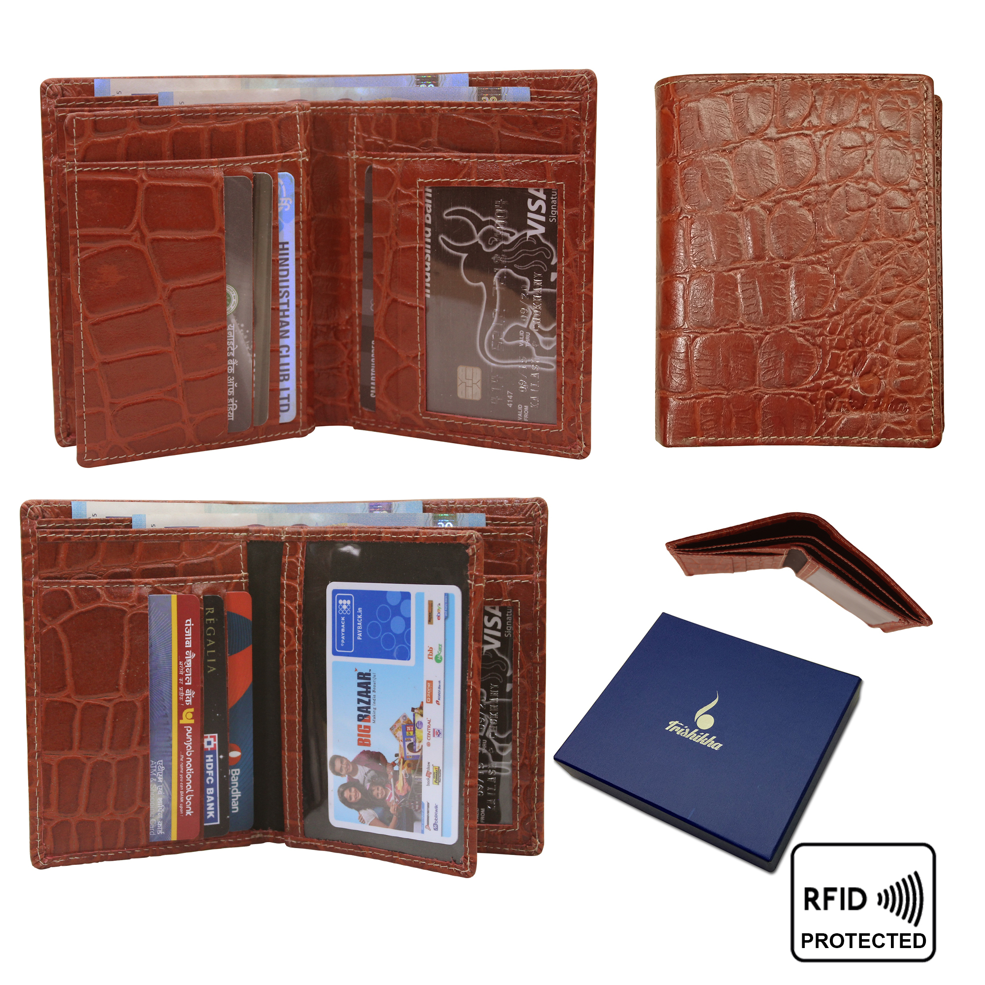 Men Leather Rfid Standing Wallet Design: Trendy