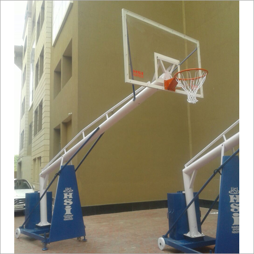 Basketball Pole - Plastic & Steel, 10-12 ft Height, 180x105 cm Backboard, Weather Resistant, Mobile Base, Height Adjustable, Safe Design