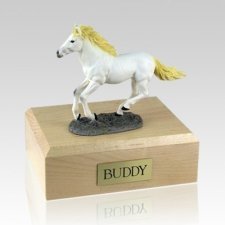 Plating White Running Medium Horse Cremation Urn