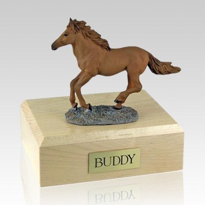 Plating White Running Medium Horse Cremation Urn