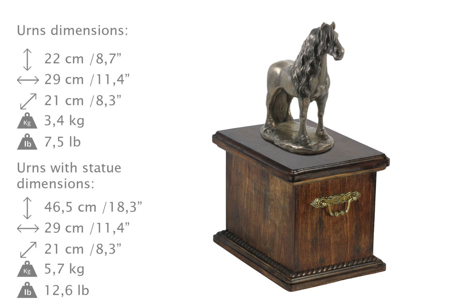 Brass Urn For Horse Ashes With A Standing Statue