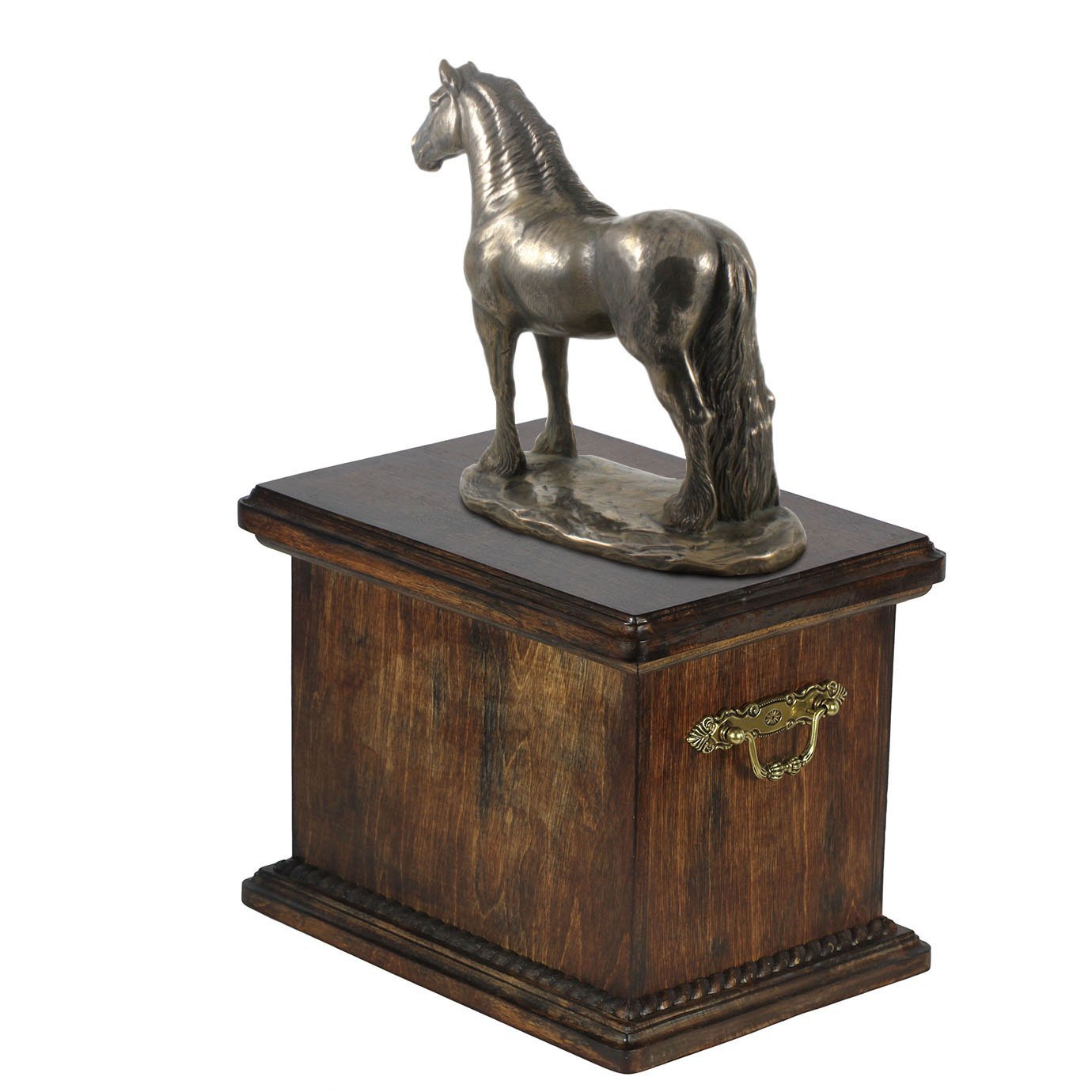 Brass Urn For Horse Ashes With A Standing Statue