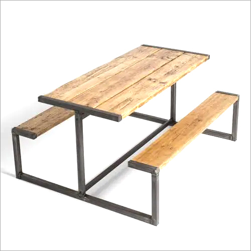 बेंच के साथ वुड आयरन टेबल