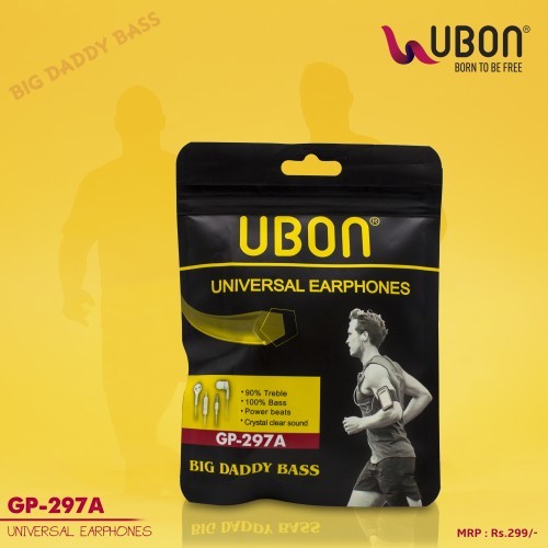 Ubon Gp-297a Universal - Black, 1.2m Cable, 10mm Driver | Deep Bass, Noise Isolation, Inline Mic, Ergonomic Design