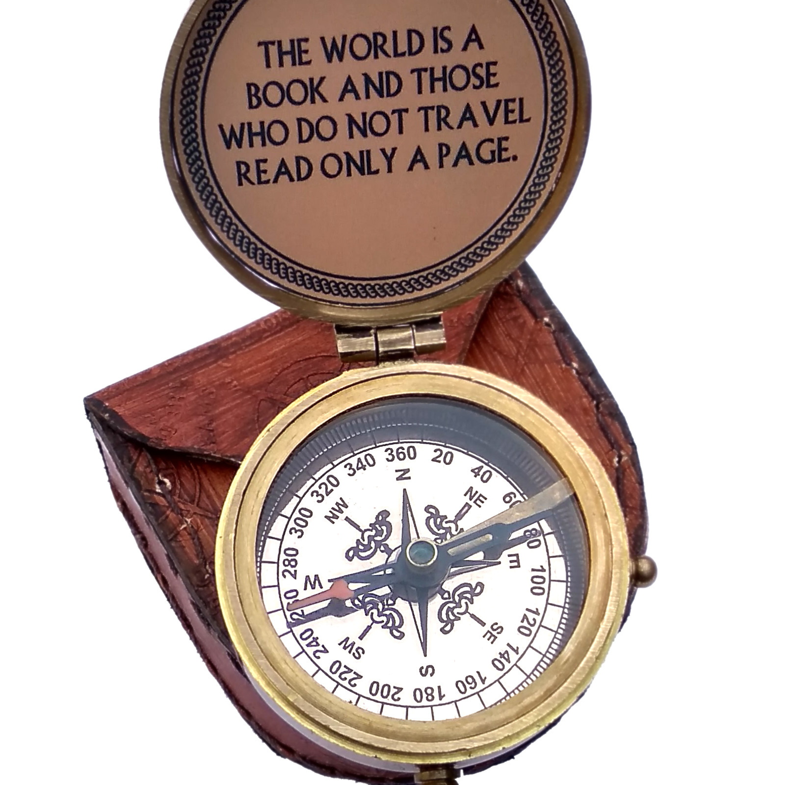 Antique Brass Compass - 2 Inch Solid Brass & Leather Case | Nautical Design, Magnetic Needle, Unique Gift For Collectors