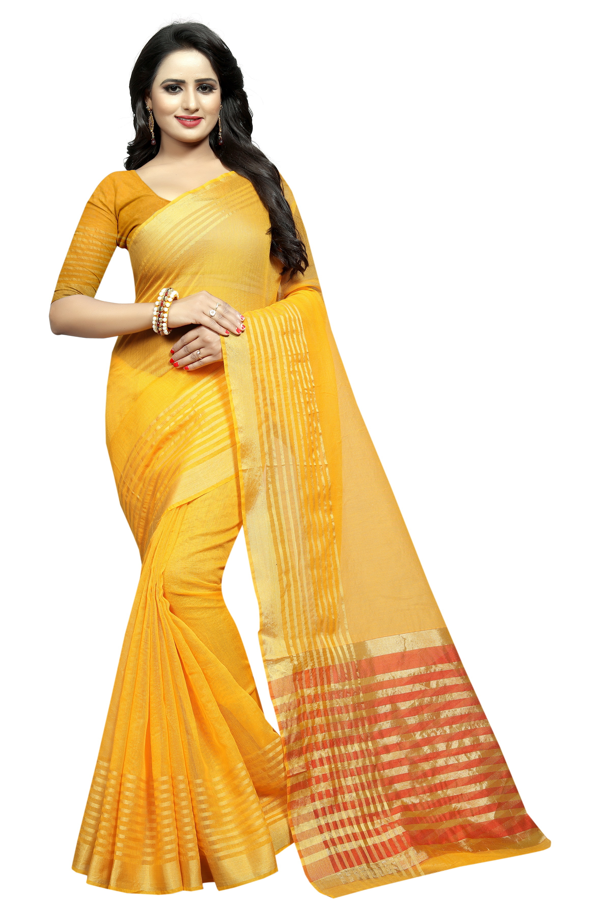Naylon Net Saree - Elegant Orange, Yellow, Red, Blue Shades | Bollywood Style For All Seasons
